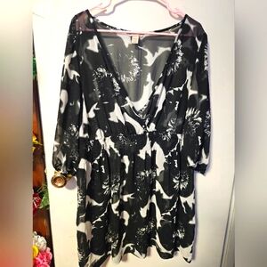 Plus Sheer Floral Dress